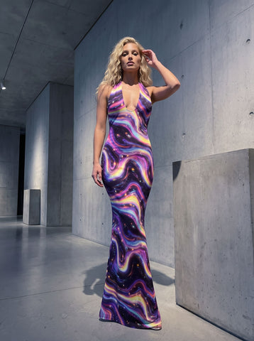 SJ's  Galaxy Print Midi Dress