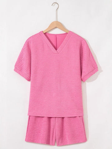 Relaxed Fit High Waist Shorts Set