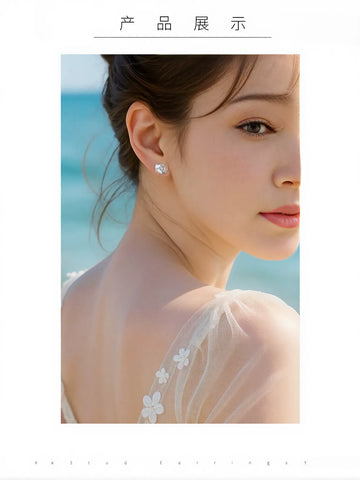 Sparkling Halo Round Cubic Zirconia Stud Earrings