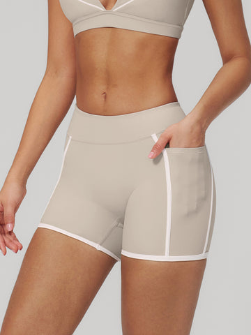 High Waisted Contrast Trim Yoga Shorts