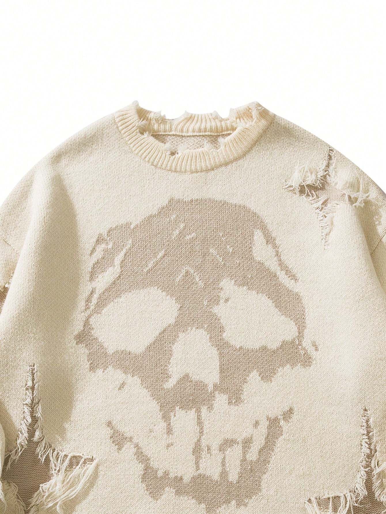 Distressed Grunge Skull Graphic Sweater