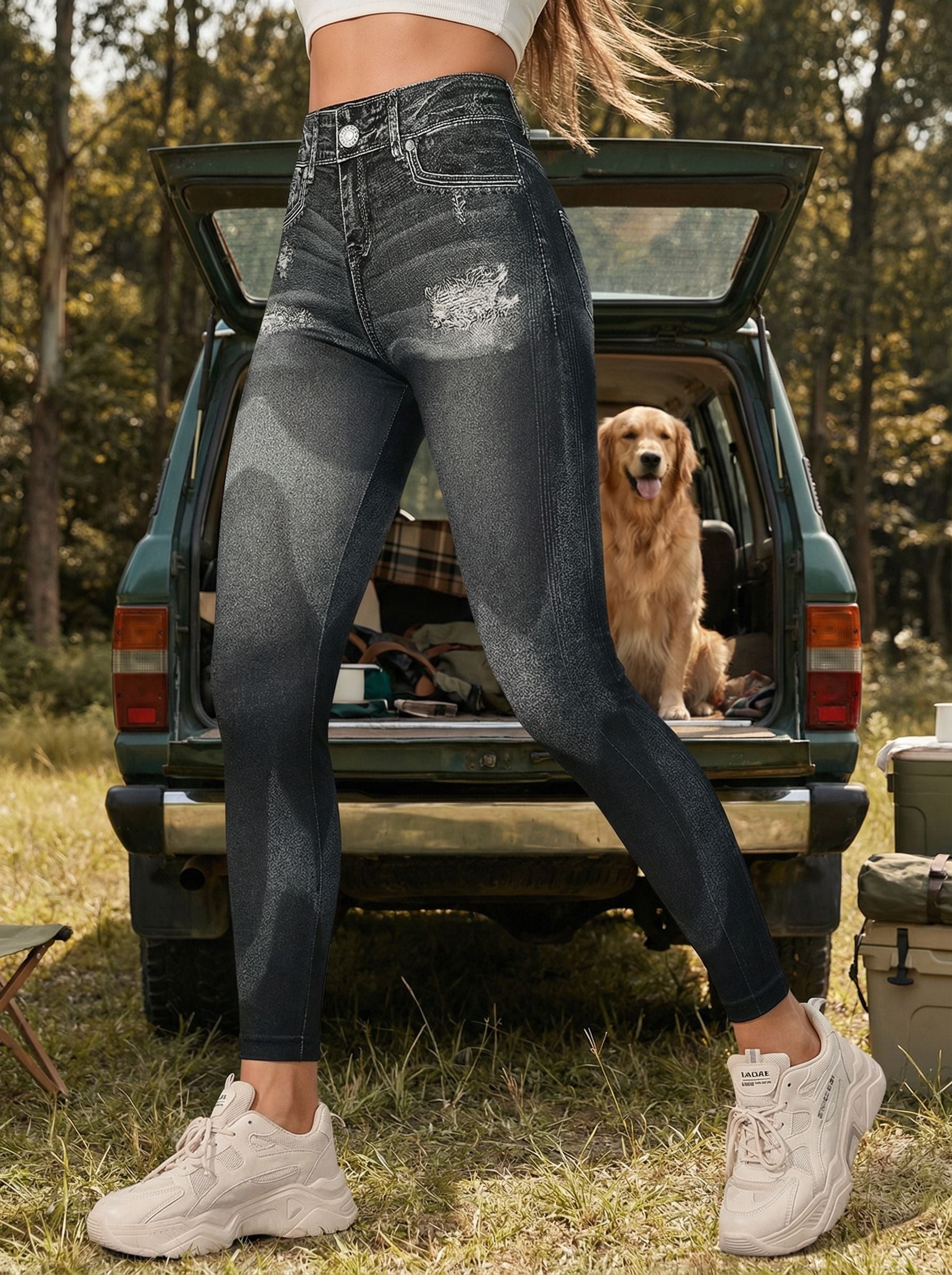 High-Waisted Distressed Casual Jeans