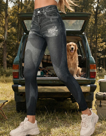 High-Waisted Distressed Casual Jeans