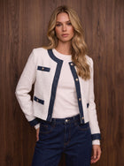 Elegant Tweed Contrast Trim Jacket