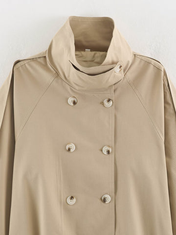 Oversized Cropped Double Breasted Trench Coat
