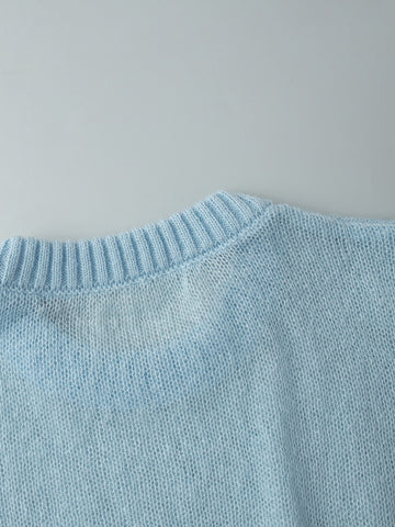 Soft Sheer Knit Crewneck Sweater