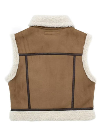 Faux Shearling Buckled Moto Vest