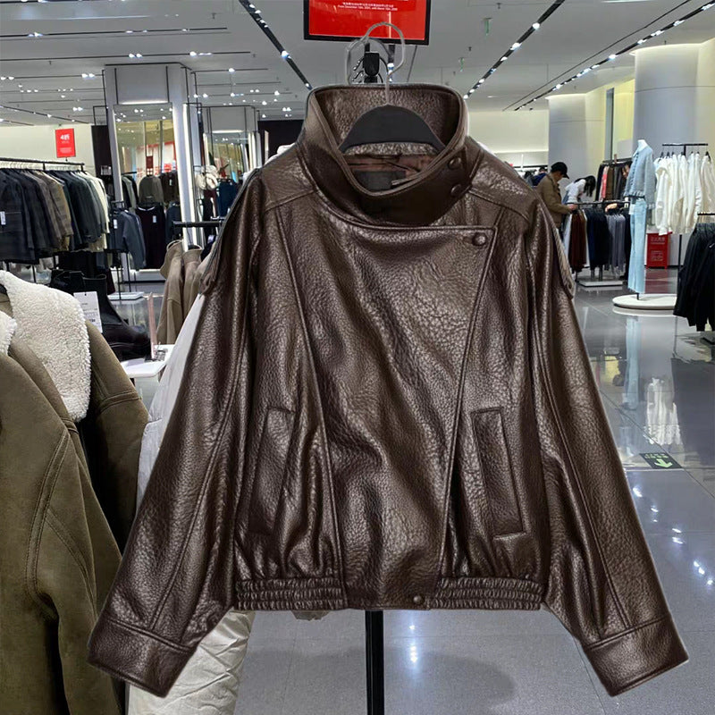 Oversized Vintage Brown Leather Jacket