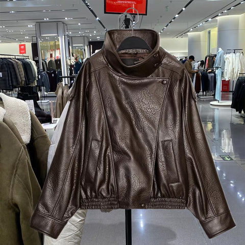 Oversized Vintage Brown Leather Jacket