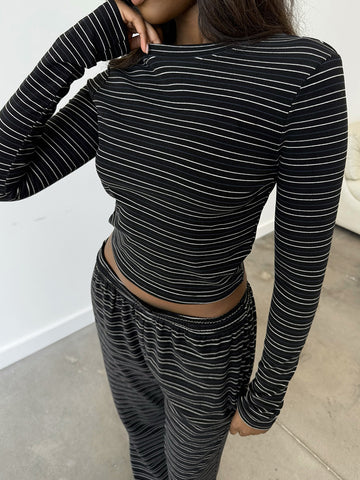Cozy Striped Ribbed Lounge Pants Set