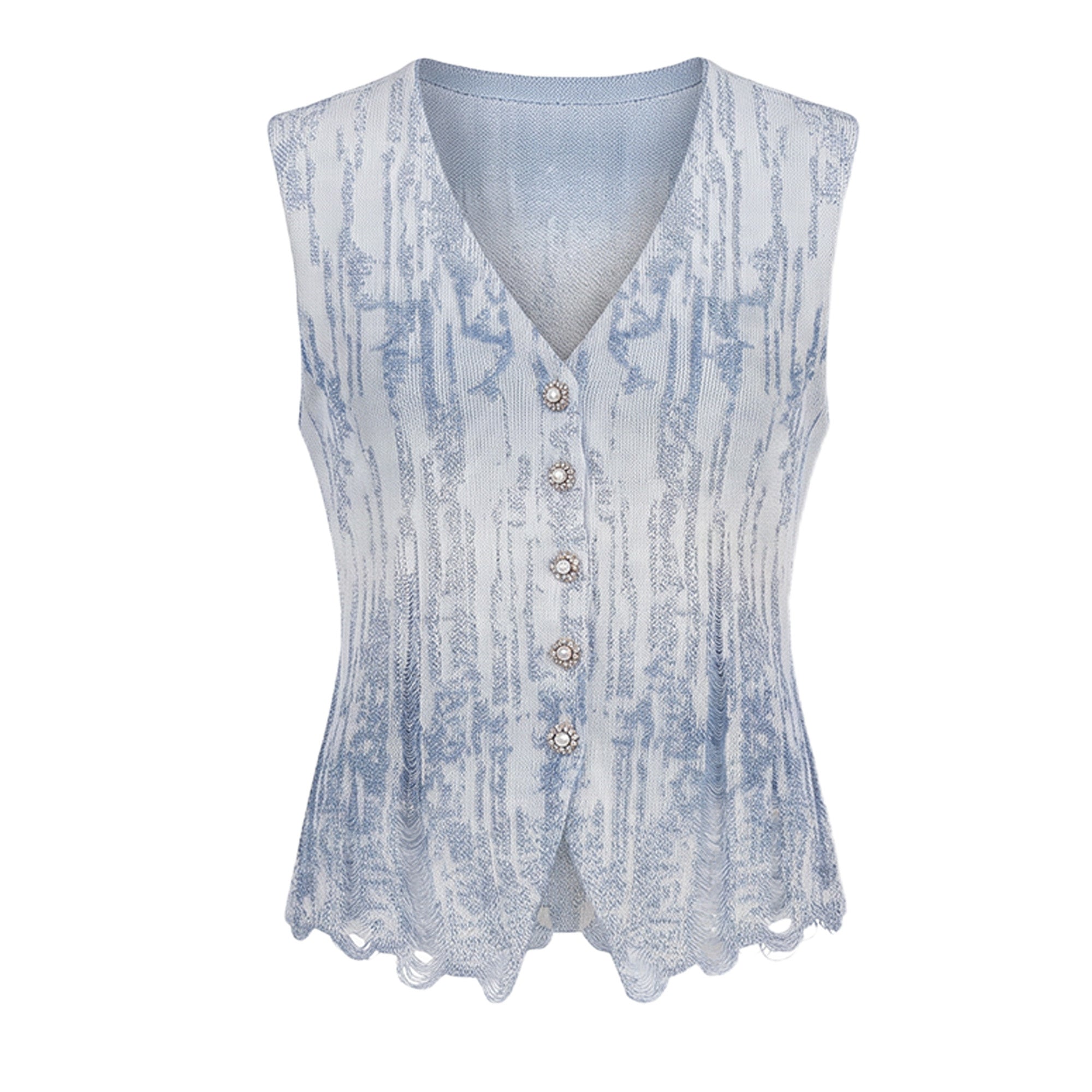 Distressed V Neck Knit Vest