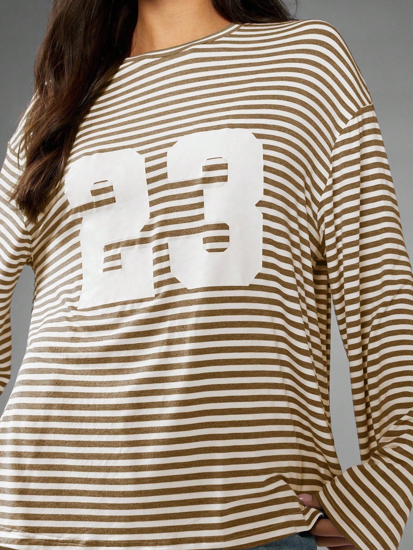 Oversized Striped Graphic Long Sleeve Tee