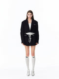 Cropped Drawstring Detail Blazer Jacket