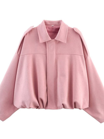 Oversized Faux Leather Bubble Hem Jacket