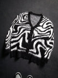 Fuzzy Zebra Print Knit Cardigan