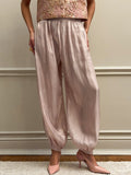 Silky Satin Elastic Hem Pants