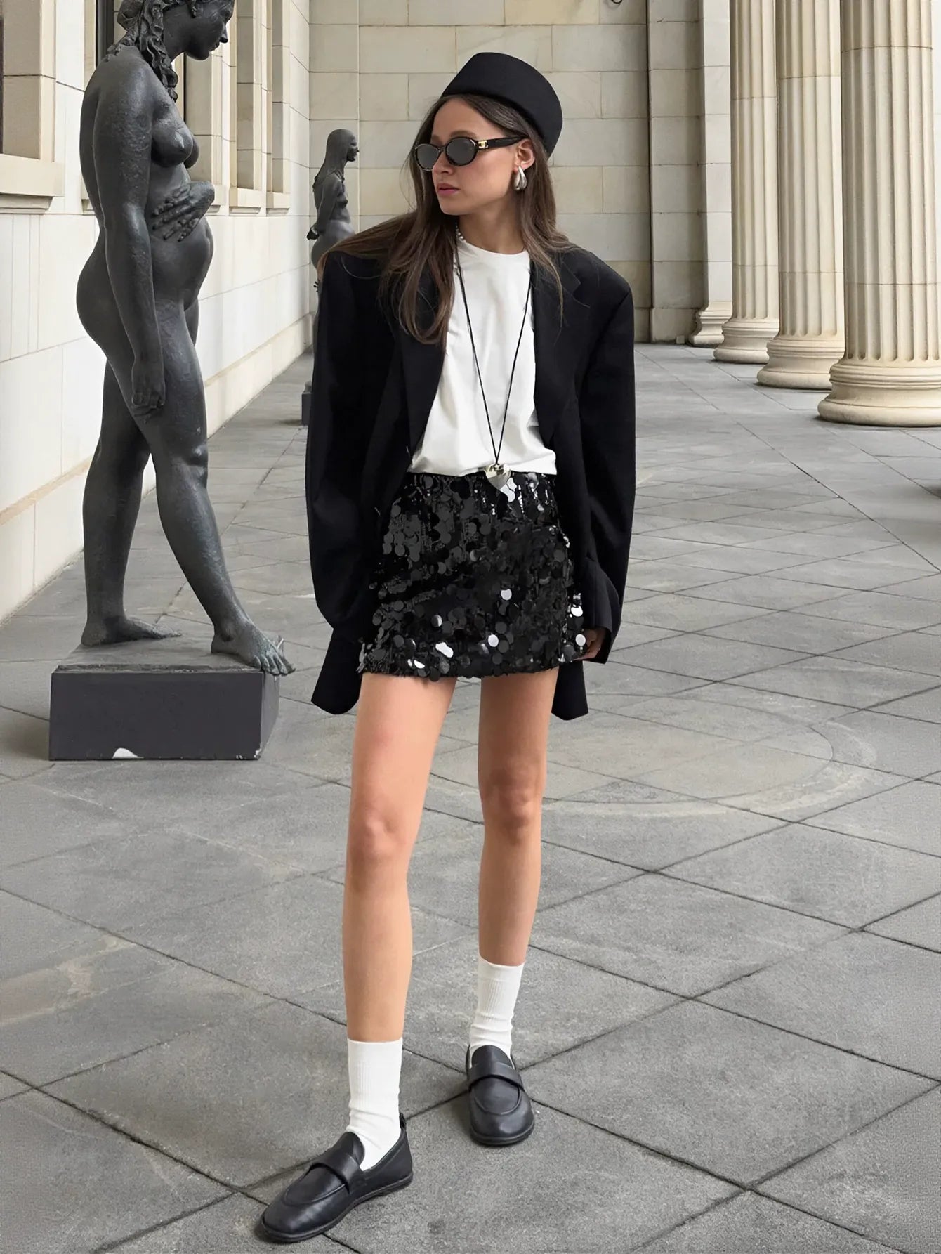 Sparkly Black Sequin Mini Skirt