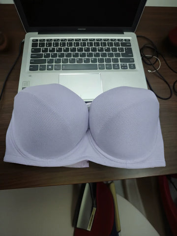 Seamless Ribbed Strapless Push Up Bra