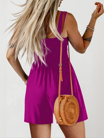 Sleeveless Shirred Romper