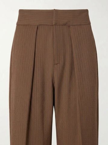 High Waisted Pinstripe Wide Leg Trousers