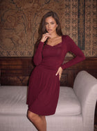 Lace Trim Long Sleeve Mini Dress