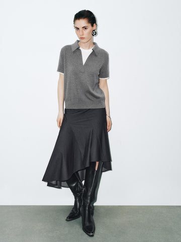 Urban Revivo Irregular Hem Denim Skirts-Blue