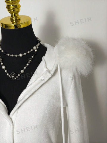 Faux Fur Hooded Romper Playsuit