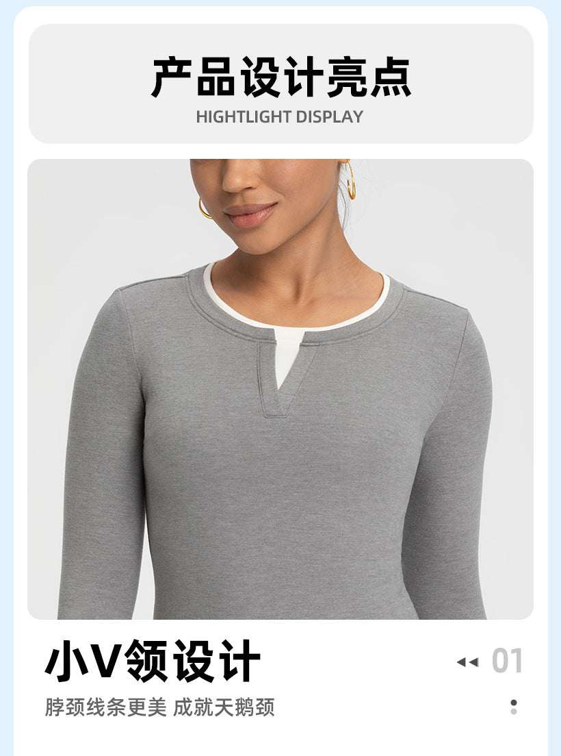 Layered Mock Neck Long Sleeve T Shirt
