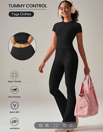 High Waisted Flared Yoga Set