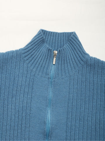 Ribbed Knit Zip Up Jacket
