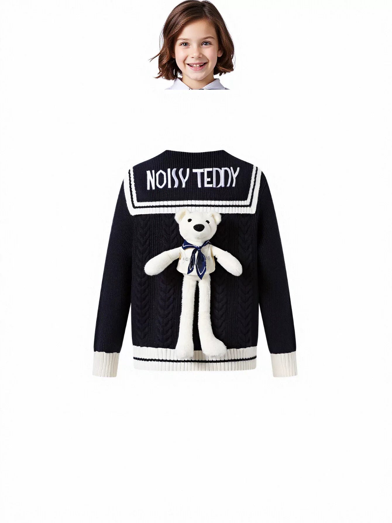 Cute Teddy Bear Sailor Cardigan