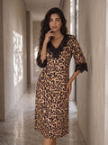 Leopard Lace Trim Nightgown Sleepdress