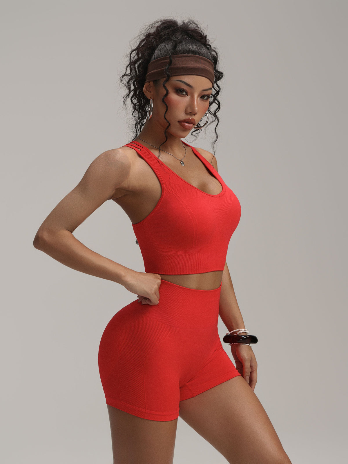 High-Waisted Shorts Cropped Top Workout Yoga Set