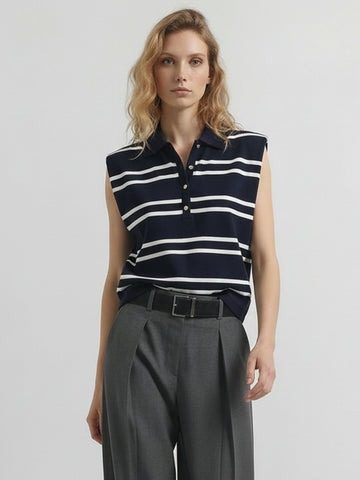 Striped Sleeveless Knitted Top