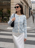 Striped Gold Button Knit Cardigan