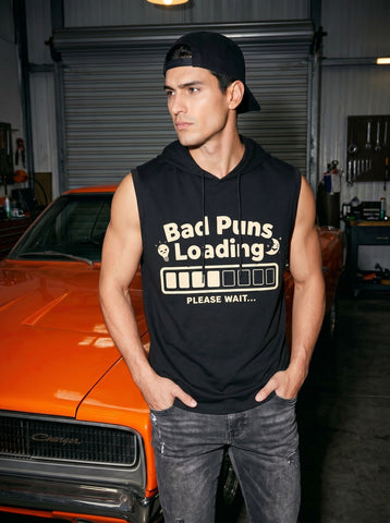 Graphic Slogan Hooded Tank Top