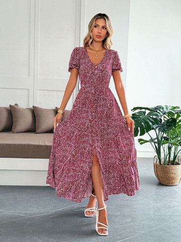 Floral Button Down Midi Dress