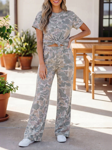 Comfy Camo Print Lounge Pants Set