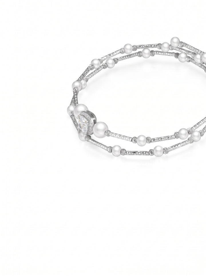 Elegant Pearl Crystal Wrap Bracelet
