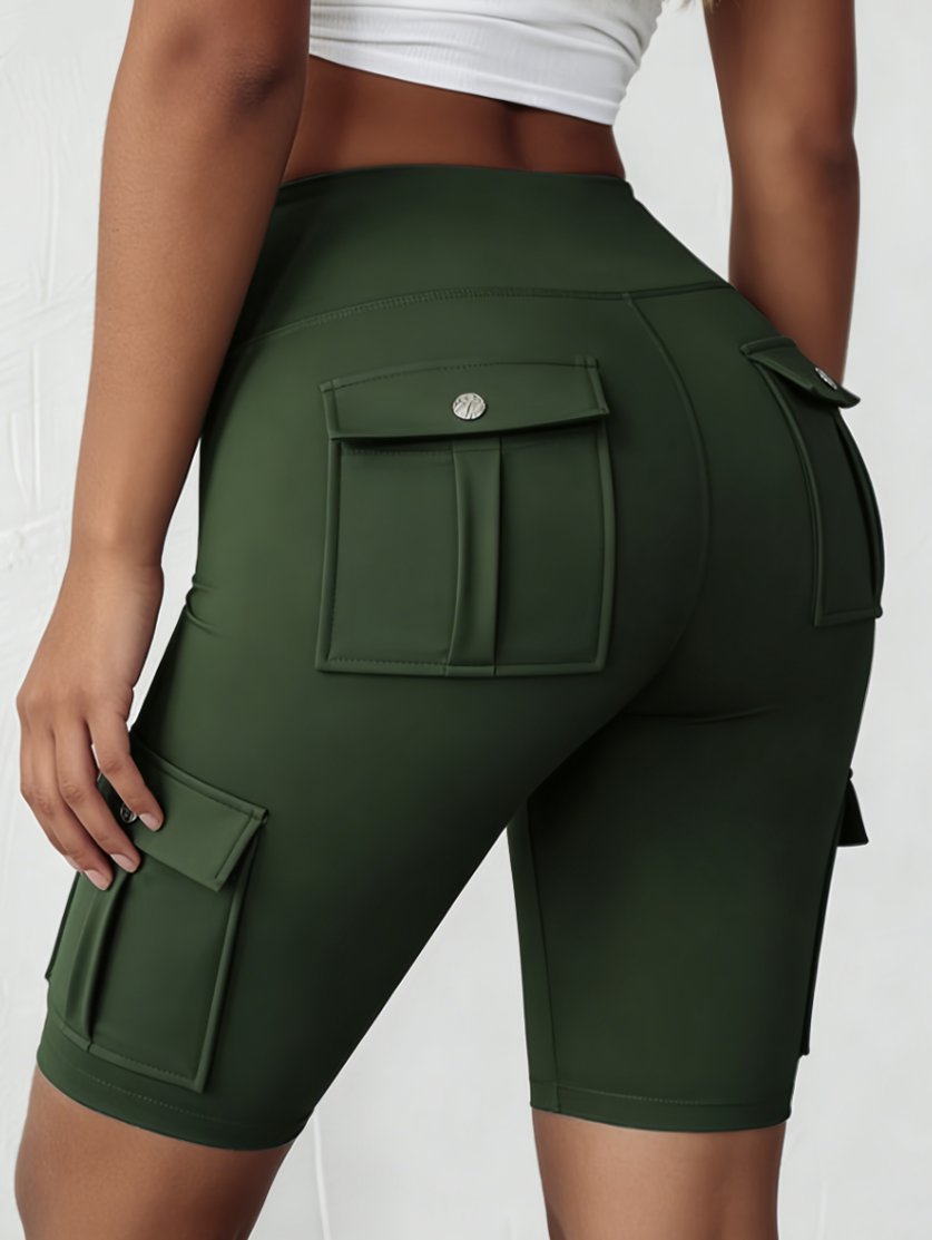 High Waisted Cargo Yoga Shorts