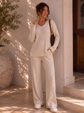 Cozy Ribbed V Neck Lounge Set