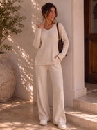 Cozy Ribbed V Neck Lounge Set