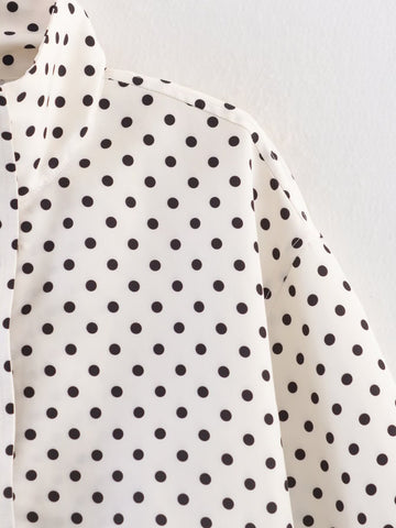 Polka Dot Cropped Drawstring Jacket