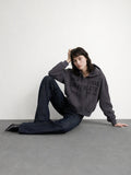Waffle Knit Cropped Zip Hoodie
