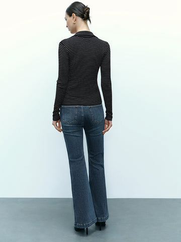 Urban Revivo Skinny Knitted Cardigan-White Stripes