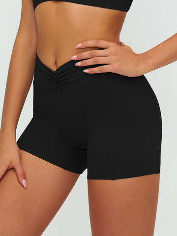 High Waisted Crossover Workout Shorts