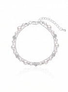 Elegant Layered Pearl Charm Bracelet