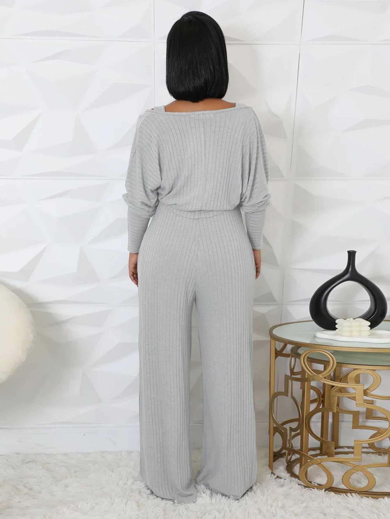 Deep V Neck Pockets Relaxed Jumpsuit