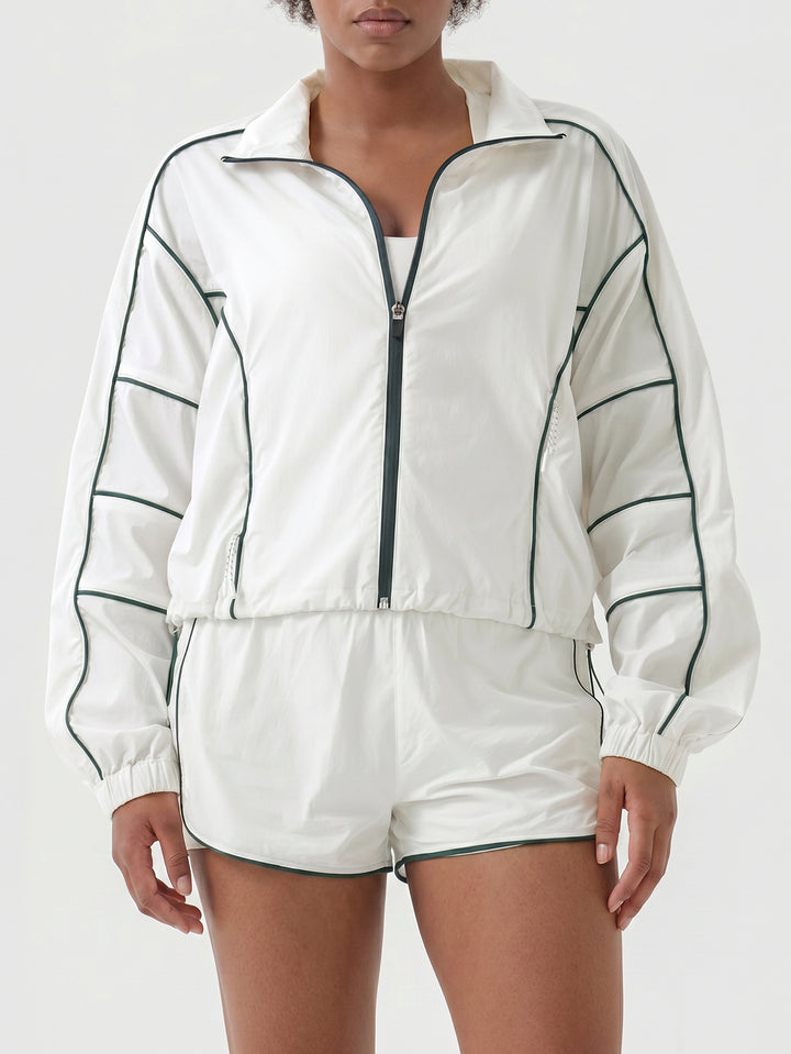 Lightweight Contrast Trim Athletic Jacket