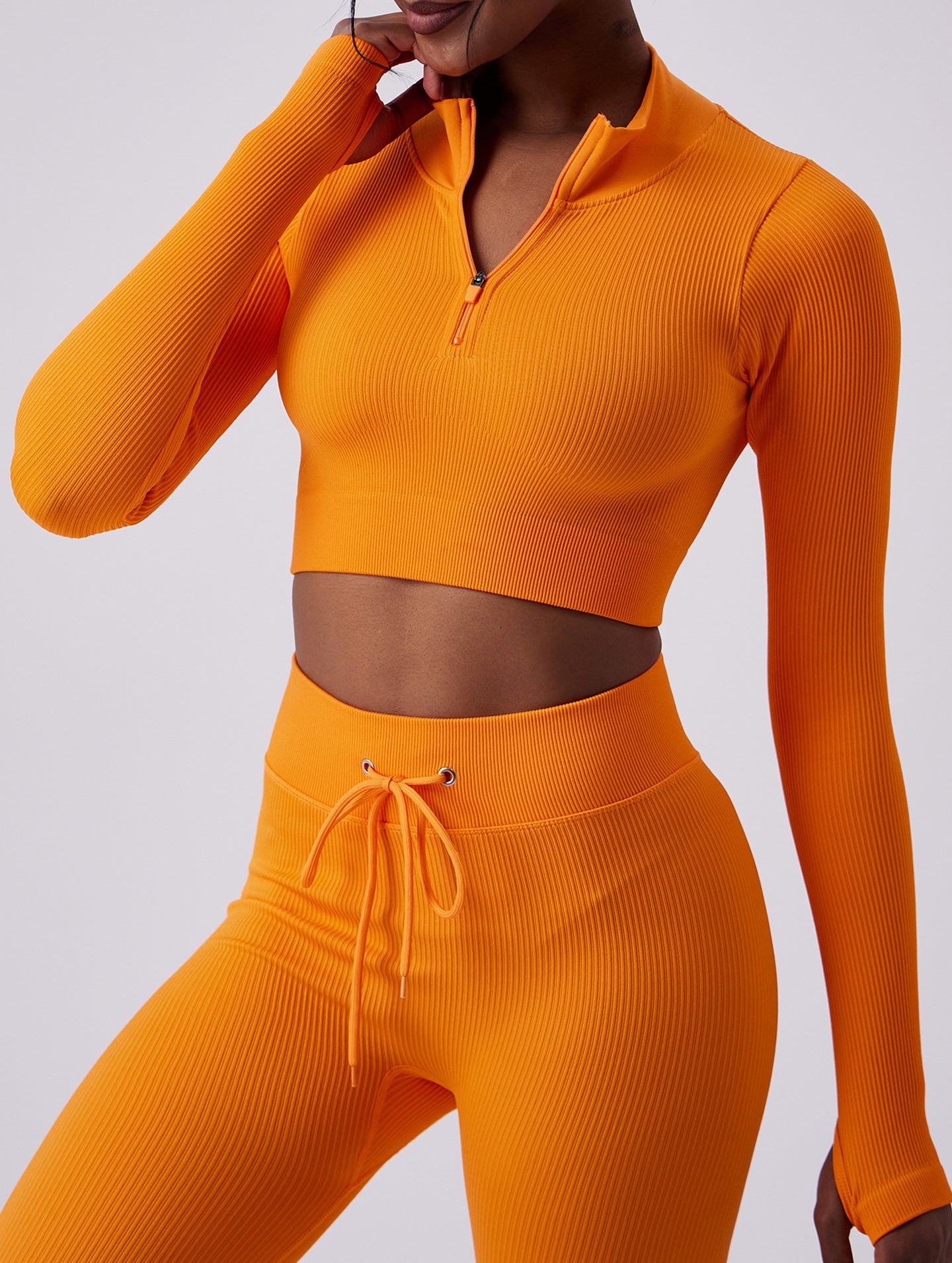 Half-Zip Mock Neck Workout Yoga Top-Multicolor